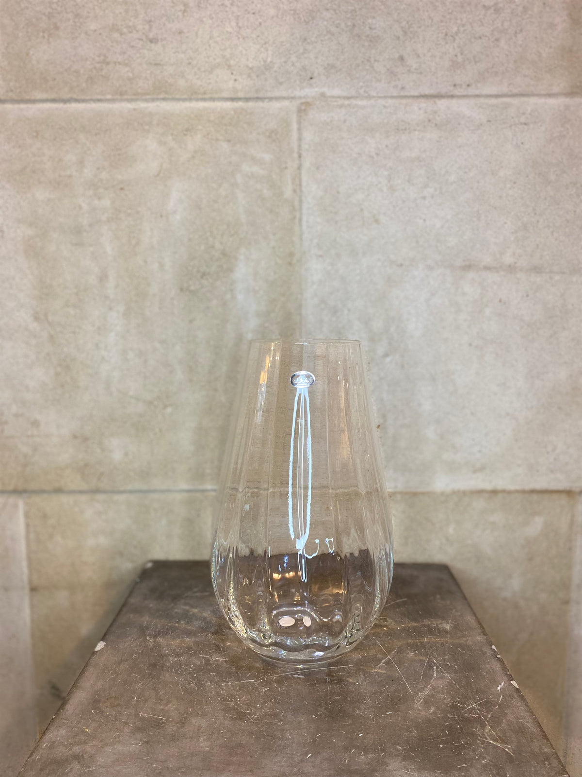 Large Wide Optic Glass Vase