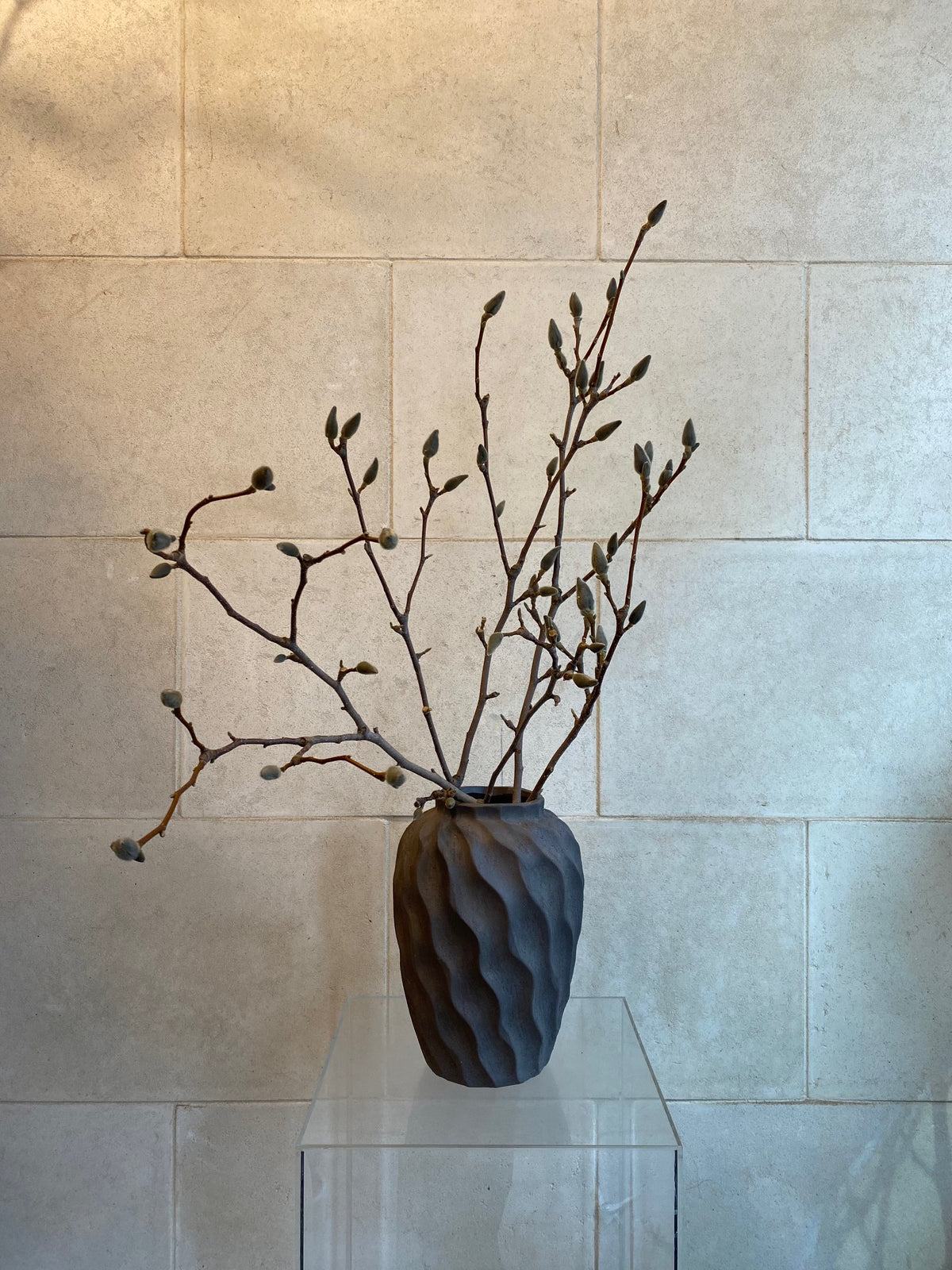 Textured Grey Cement Urn Vases