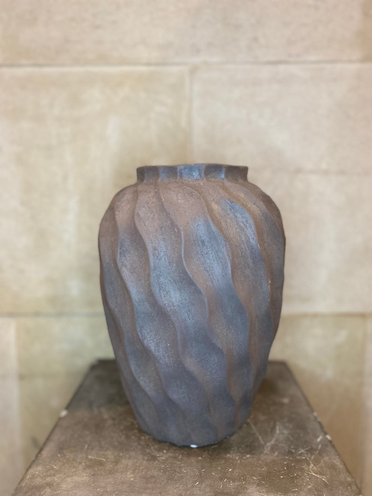 Textured Grey Cement Urn Vases